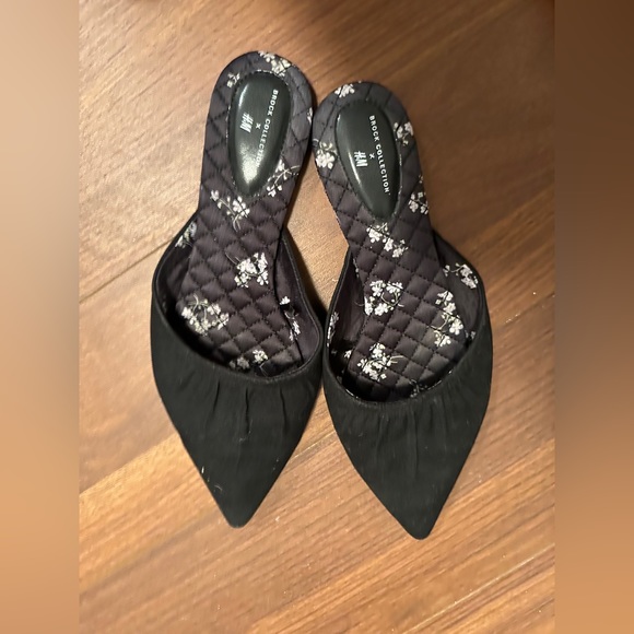 H&M x Brock Collection Black Pointed Mules Slip on Shoes Size 8 - Picture 3 of 4